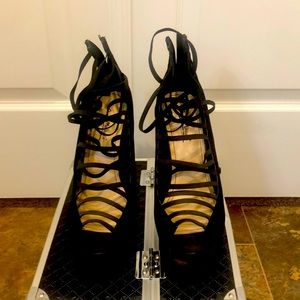 Black Zip Up High Heels